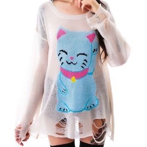 RARE Wildfox Lucky Cat Lennon Sweater 🐱
